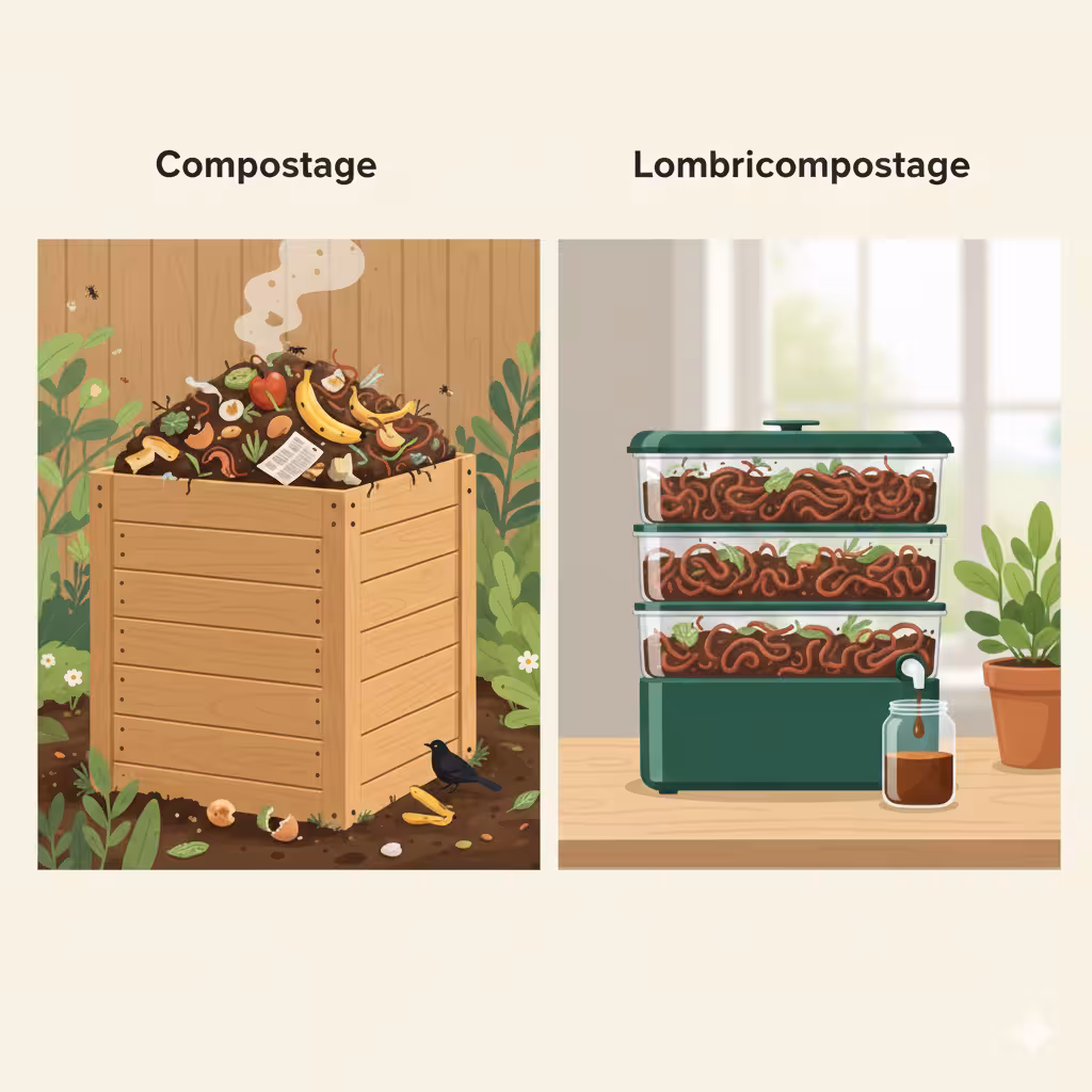 Différence entre compostage et lombricompostage